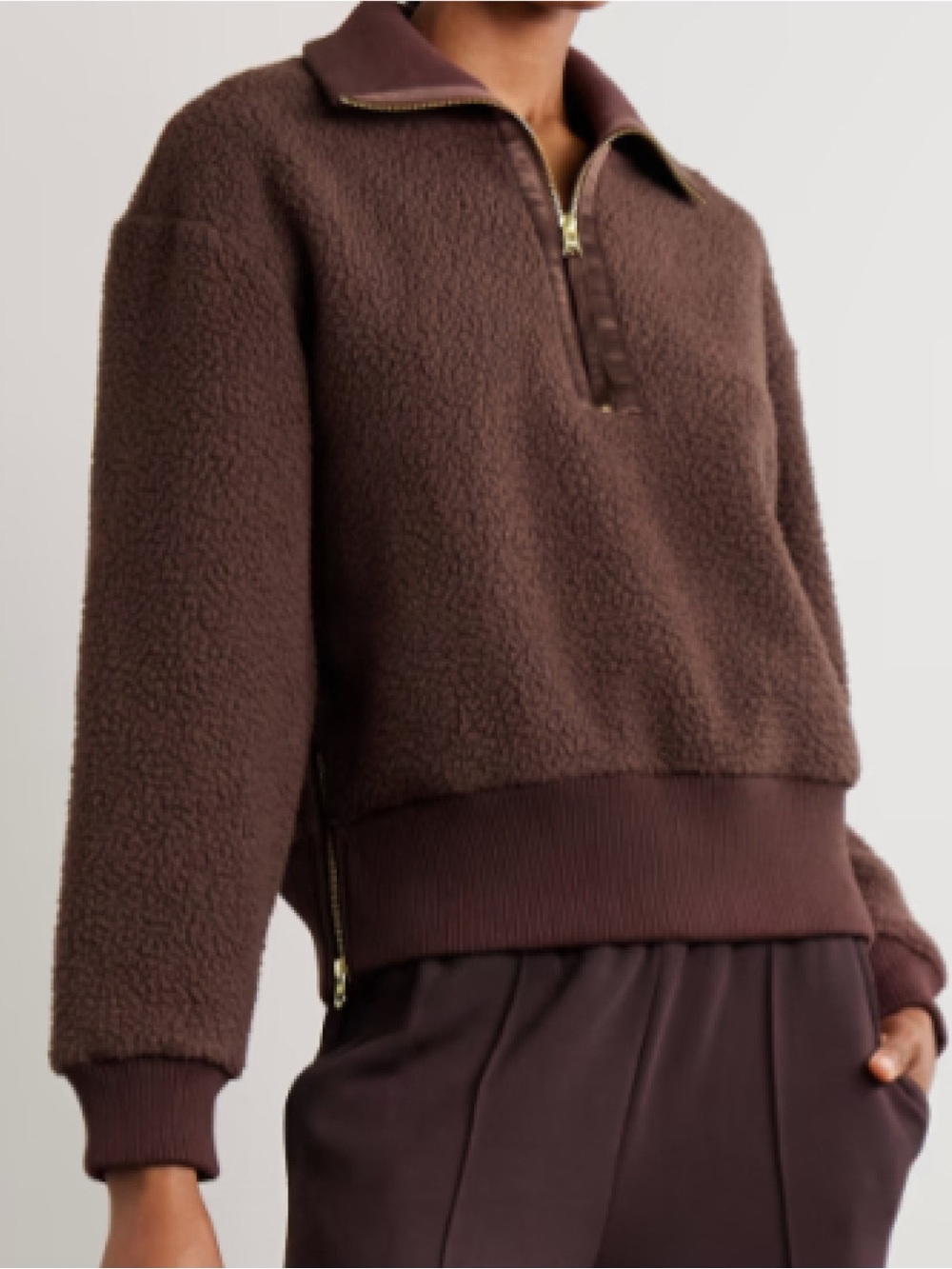 Varley Chocolate Brown Cowl Half-Zip Sherpa Pullover